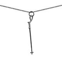 Silver 45x7mm Ski Pole Pendant with a 1mm wide rolo Chain 16 inches Only Suitable for Children