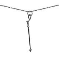 Silver 45x7mm Ski Pole Pendant with a 1mm wide rolo Chain 18 inches