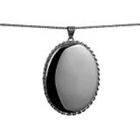 Silver 48x38mm oval plain twisted wire edge Locket with a 1.3mm wide curb Chain 20 inches