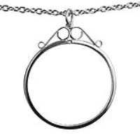 Silver 50x40mm Crown or five shilling coin mount with 2 scrolls Pendant with a 2.5mm wide cable Chain 22 inches