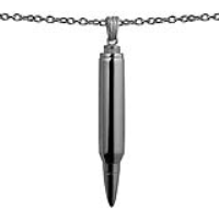 Silver 56x9x4mm handmade plain Memorial Bullet Locket with a 2.5mm wide cable Chain 22 inches
