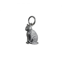 Silver 5x15mm hollow sitting Cat Pendant or Charm