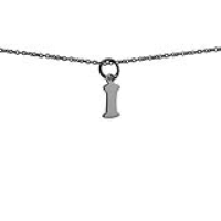 Silver 6x10mm plain Initial I Pendant with a 1mm wide rolo Chain 24 inches