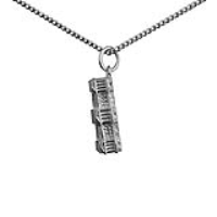 Silver 6x19mm hollow Buckingham Palace Pendant with a 1.3mm wide curb Chain 22 inches