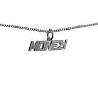 Silver 6x21mm 'Money' Pendant with a 1.3mm wide curb Chain 20 inches