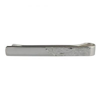 Silver 6x55mm corner hand engraved Tie Slide