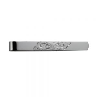 Silver 6x55mm hand engraved centre Tie Slide