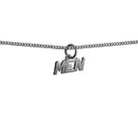 Silver 6x8mm 'Men' Pendant with a 1.3mm wide curb Chain 24 inches