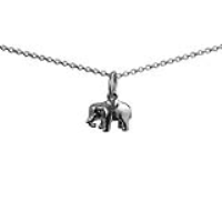 Silver 7x10mm Indian Elephant Pendant with a 1mm wide rolo Chain 14 inches Only Suitable for Children
