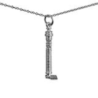 Silver 7x29mm solid GPO Tower Pendant with a 1mm wide rolo Chain 14 inches Only Suitable for Children