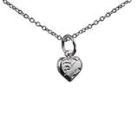 Silver 7x7mm heart symbol of charity Pendant with a 1mm wide rolo Chain 18 inches