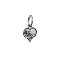 Silver 8mm heart St Christopher Pendant or Charm