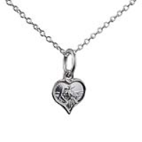 Silver 8mm heart St Christopher Pendant with a 1mm wide rolo Chain 24 inches