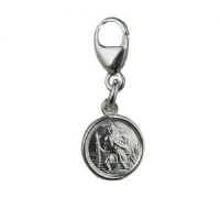 Silver 8mm round St Christopher Charm on a lobster trigger