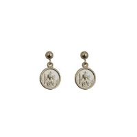 Silver 8mm round St Christopher Dropper Earrings