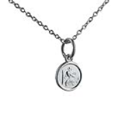 Silver 8mm round St Christopher Pendant with a 1mm wide rolo Chain 24 inches