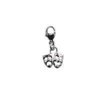 Silver 8x10mm Theatrical Comedy and Tragedy Charm with a lobster trigger