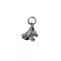 Silver 8x12mm solid Pram Pendant or Charm