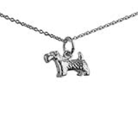 Silver 8x13mm Scottie Dog Pendant with a 1mm wide rolo Chain 18 inches