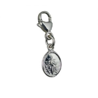 Silver 8x6mm oval St Christopher Charm on a lobster trigger