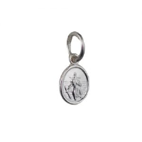 Silver 8x6mm oval St Christopher Pendant or Charm