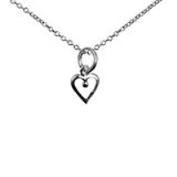Silver 8x8mm heart symbol of charity Pendant with a 1mm wide rolo Chain 24 inches