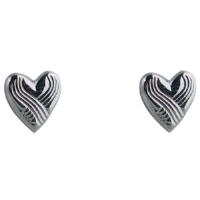 Silver 8x8mm patterned heart shaped stud Earrings