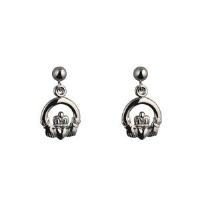 Silver 9mm dropper Claddagh Earrings
