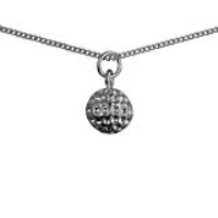 Silver 9mm solid Golf Ball Pendant with a 1.3mm wide curb Chain 24 inches