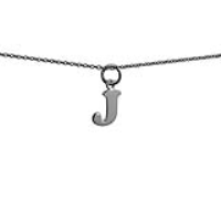 Silver 9x11mm plain Initial J Pendant with a 1mm wide rolo Chain 16 inches Only Suitable for Children