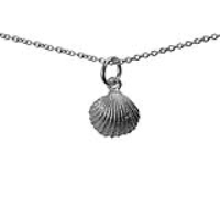 Silver 9x11mm Sea Shell Pendant with a 1mm wide rolo Chain 16 inches Only Suitable for Children