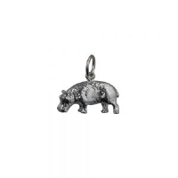 Silver 9x17mm Hippopotamus Pendant or Charm