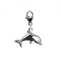 Silver 9x19mm leaping Dolphin Charm on a lobster trigger