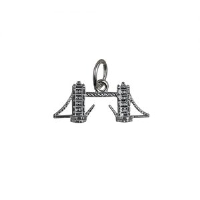 Silver 9x20mm Tower Bridge Pendant or Charm