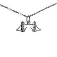 Silver 9x20mm Tower Bridge Pendant with a 1mm wide rolo Chain 20 inches
