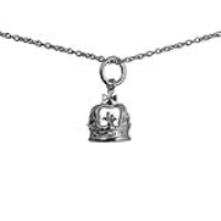 Silver 9x8mm Royal Crown Pendant with a 1mm wide rolo Chain 22 inches
