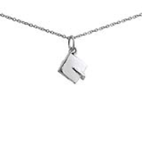 Silver 9x9mm Graduation Cap Pendant with a 1mm wide rolo Chain 18 inches