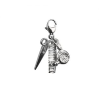 Three Silver 15x4mm Hairdressers Charms on a lobster trigger