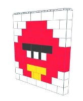 Mosaic Wall - Angry Bird - 5 Ft x 1 Ft x 5 Ft 1 In