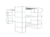 Shelving - 3 Level Corner Unit w/Thin Columns - 6 Ft 6 In x 3 Ft 6 In x 3 Ft 1 In