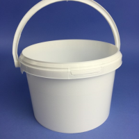 WHITE 3 LITRE BUCKET C/W PLASTIC HANDLE & TAMPER EVIDENT NECK