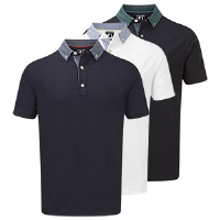  9903 FootJoy Stretch Pique With Woven Buton Down Collar