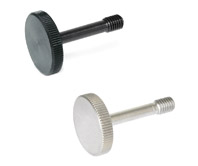 Retained screws with knurled grip knob
