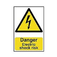 Danger Electric Shock Risk 200mm x 300mm PVC Self Adhesive Sign