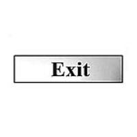 Exit 200mm x 50mm Chrome Self Adhesive Sign