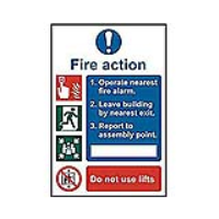 Fire Action Procedure 200mm x 300mm PVC Self Adhesive Sign