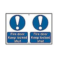 Fire Door Keep Locked Shut 200mm x 300mm PVC Self Adhesive Sign
