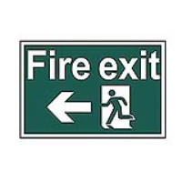 Fire Exit LEFT 200mm x 300mm PVC Self Adhesive Sign