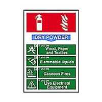 Fire Extinguisher DRY POWDER 200mm x 300mm PVC Self Adhesive Sign