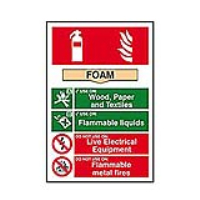 Fire Extinguisher FOAM 200mm x 300mm PVC Self Adhesive Sign